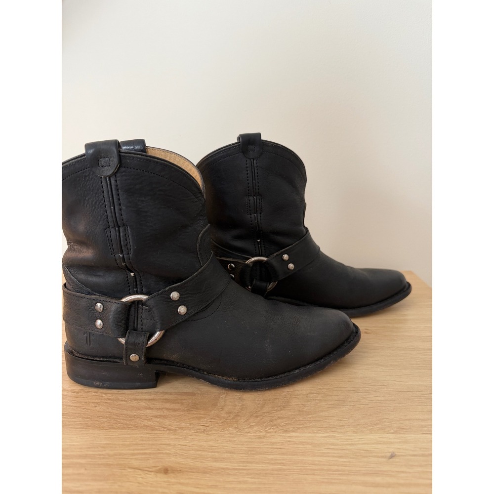 Frye Wyatt Harness Short Black Leather Western Moto Boots Size 6